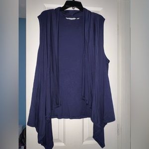 Blue sleeveless, athleta cardigan, size XL